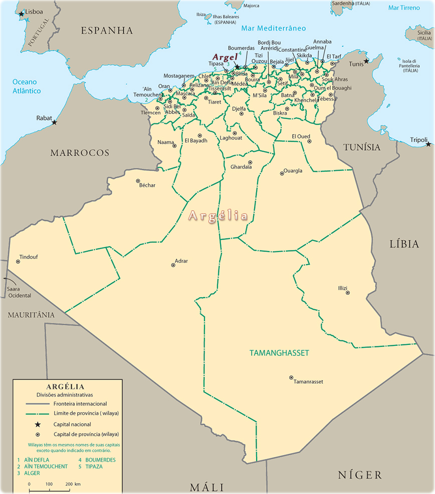 Mapa Político Argélia