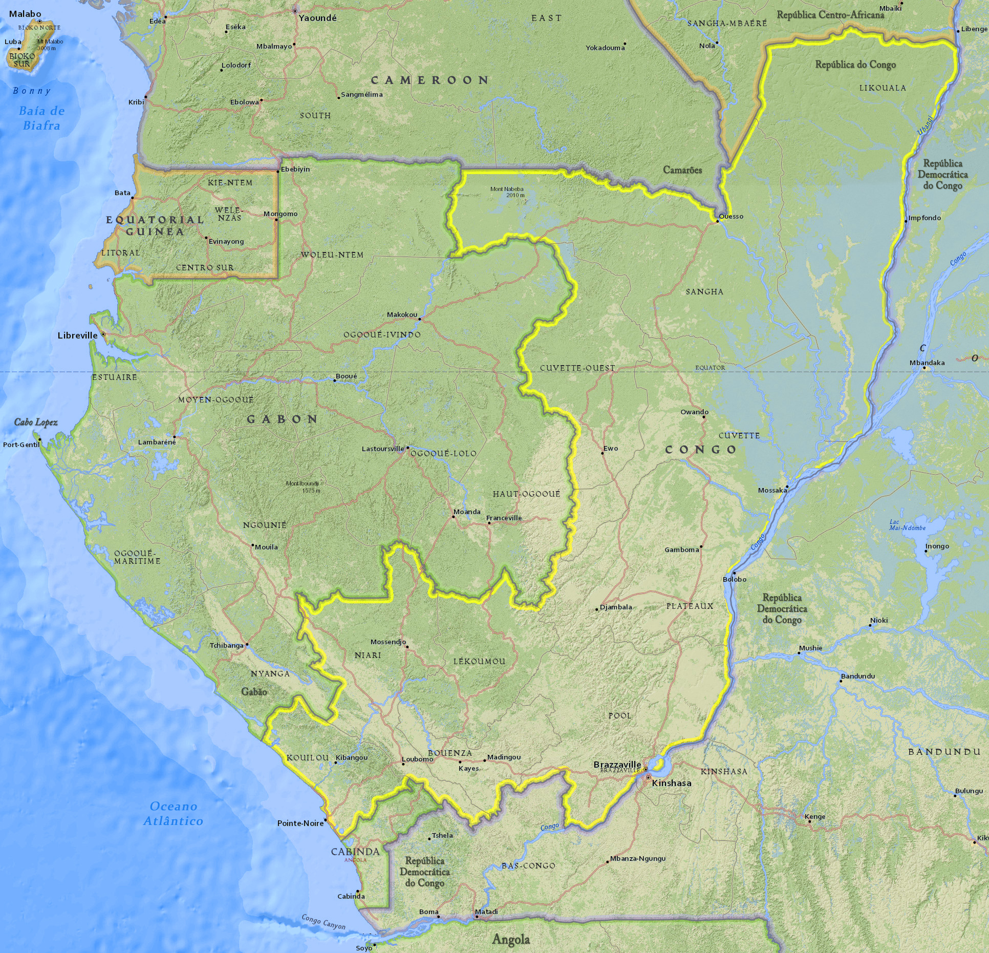 Mapa fisico Congo