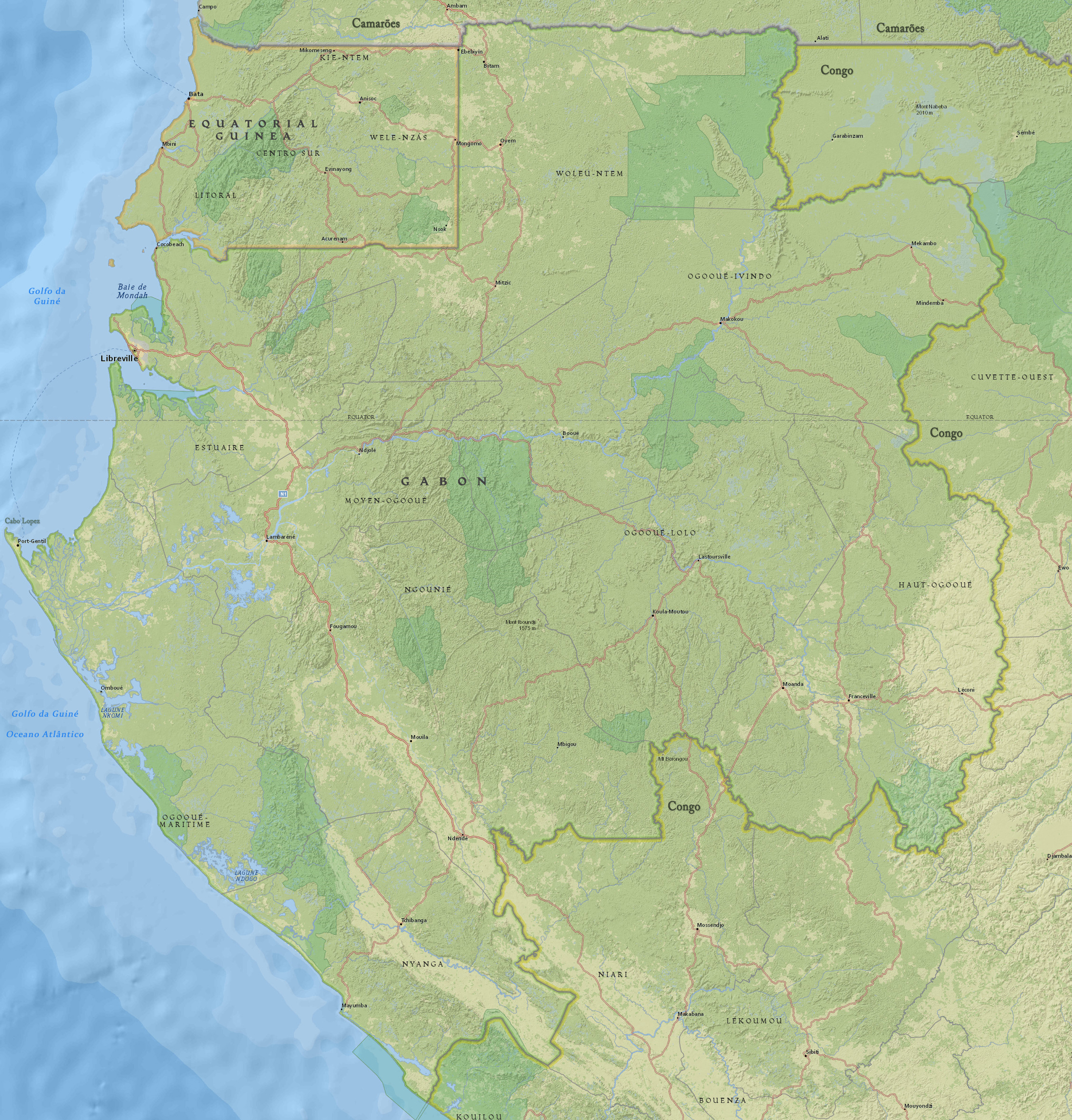 Mapa fisico Gabão