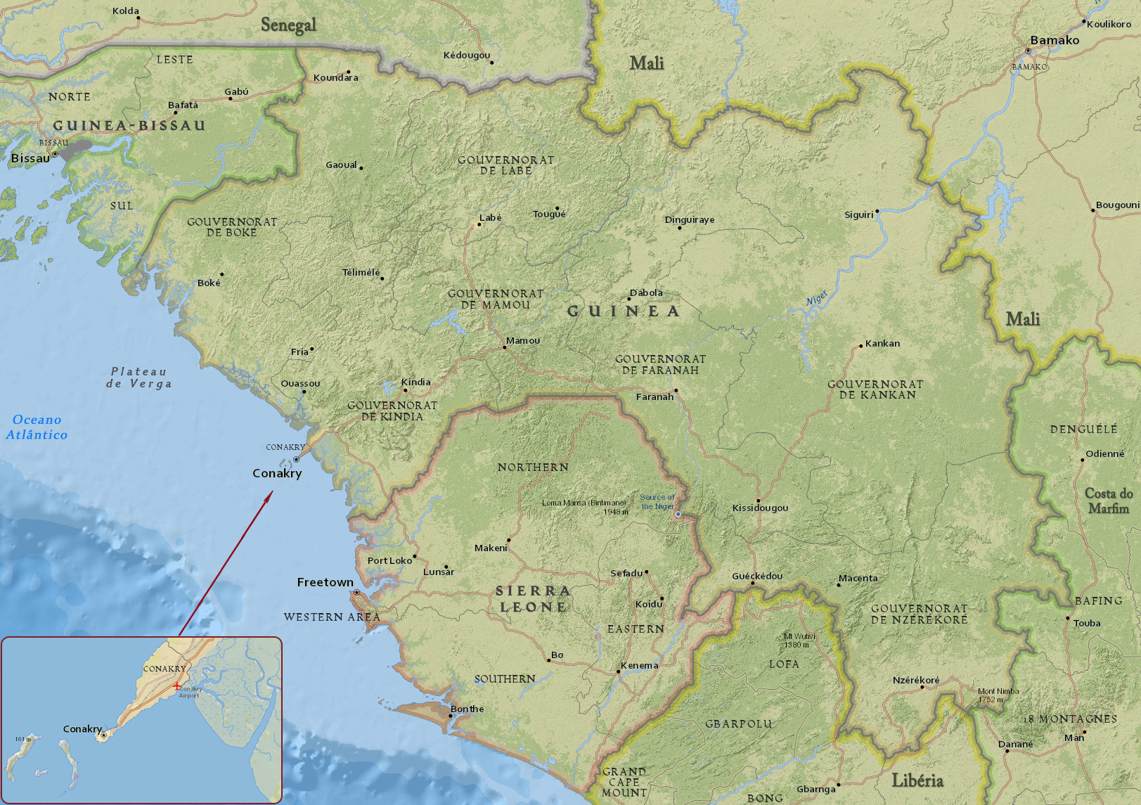Mapa fisico Guine