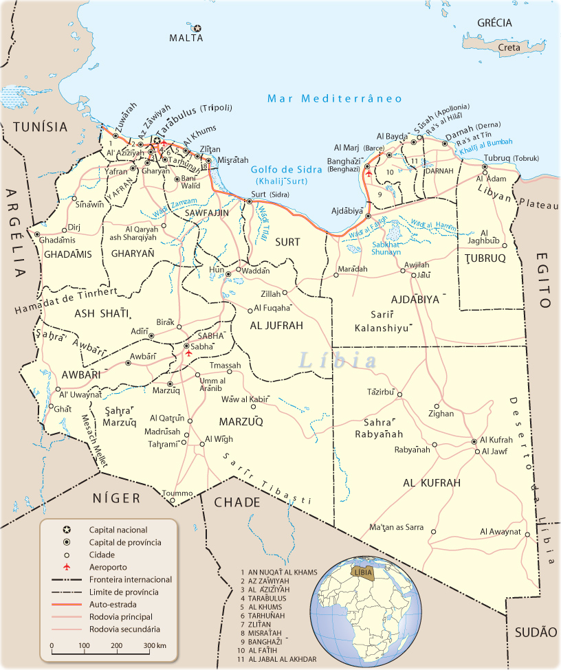 Mapa Libia