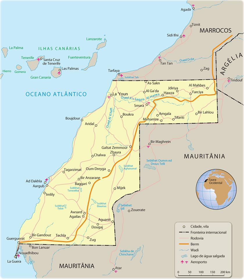 Mapa Saara Ocidental