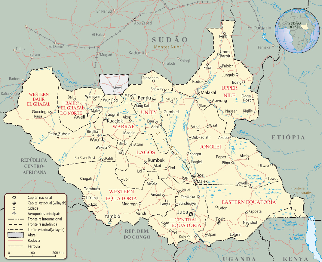 Mapa Sudão do Sul