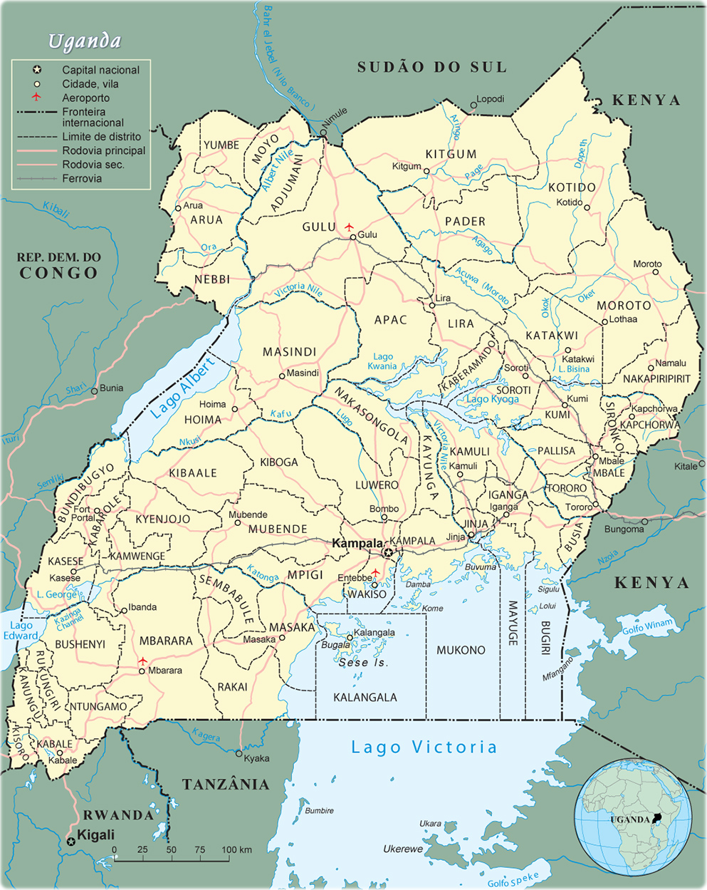 Mapa Uganda