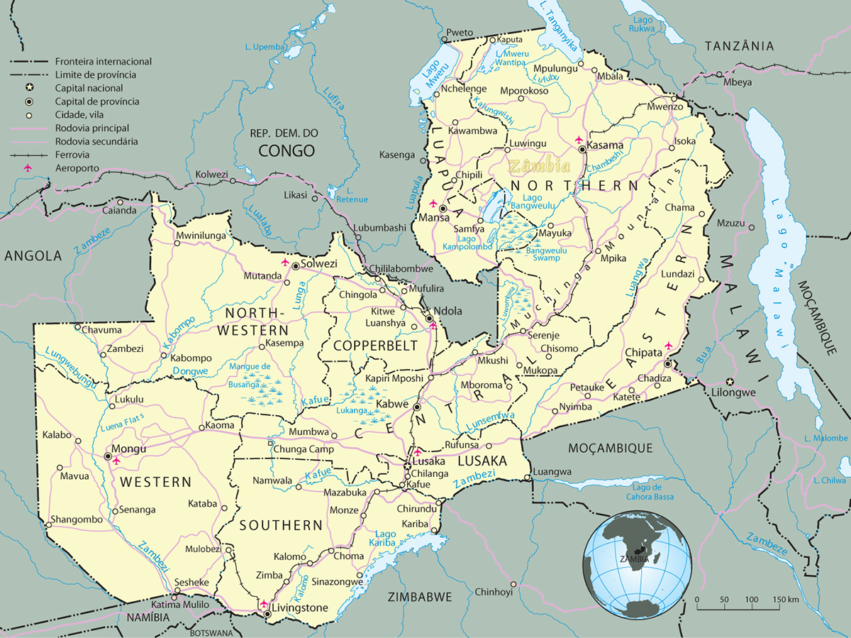 Mapa Zâmbia