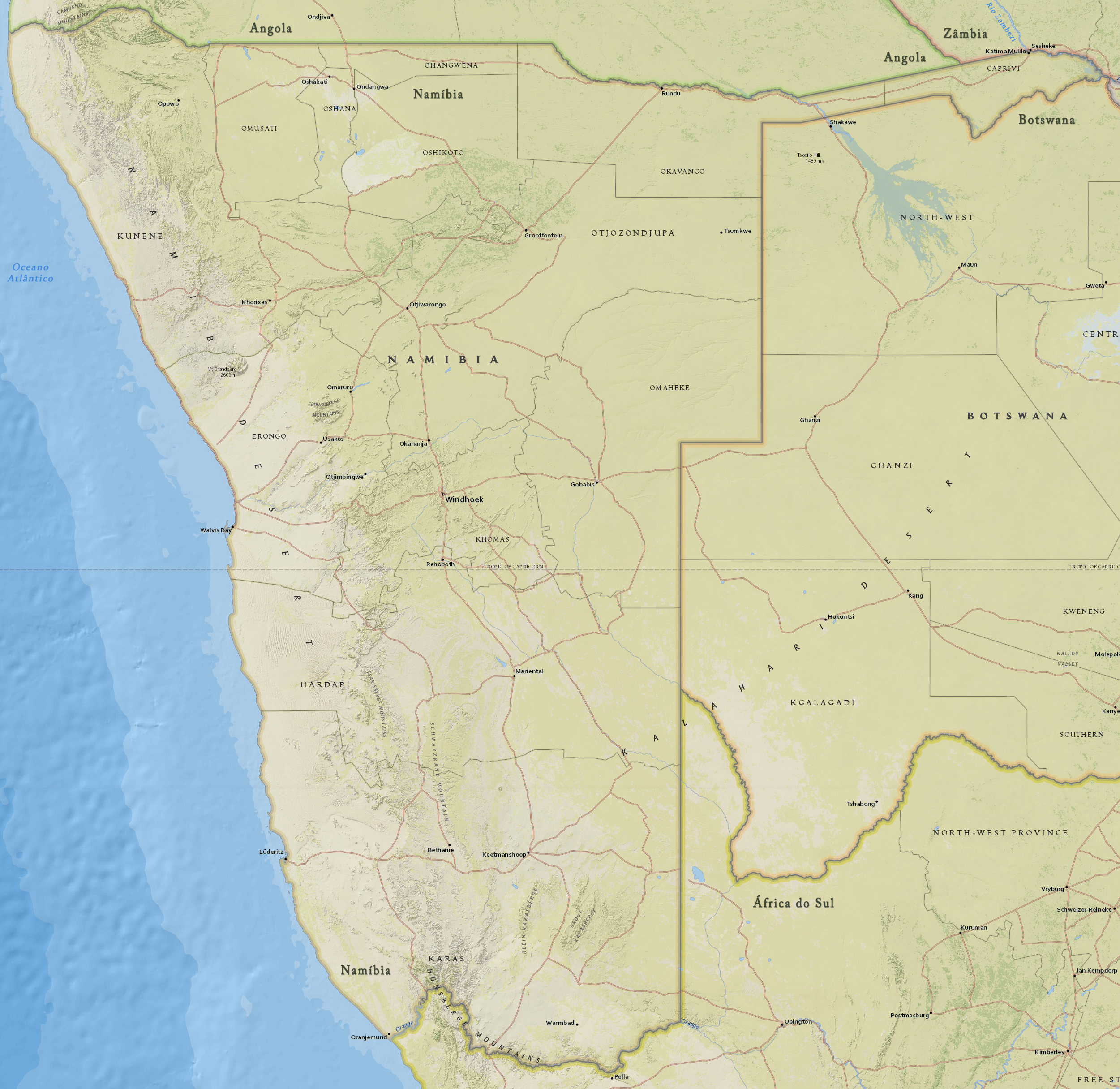 Mapa Namibia