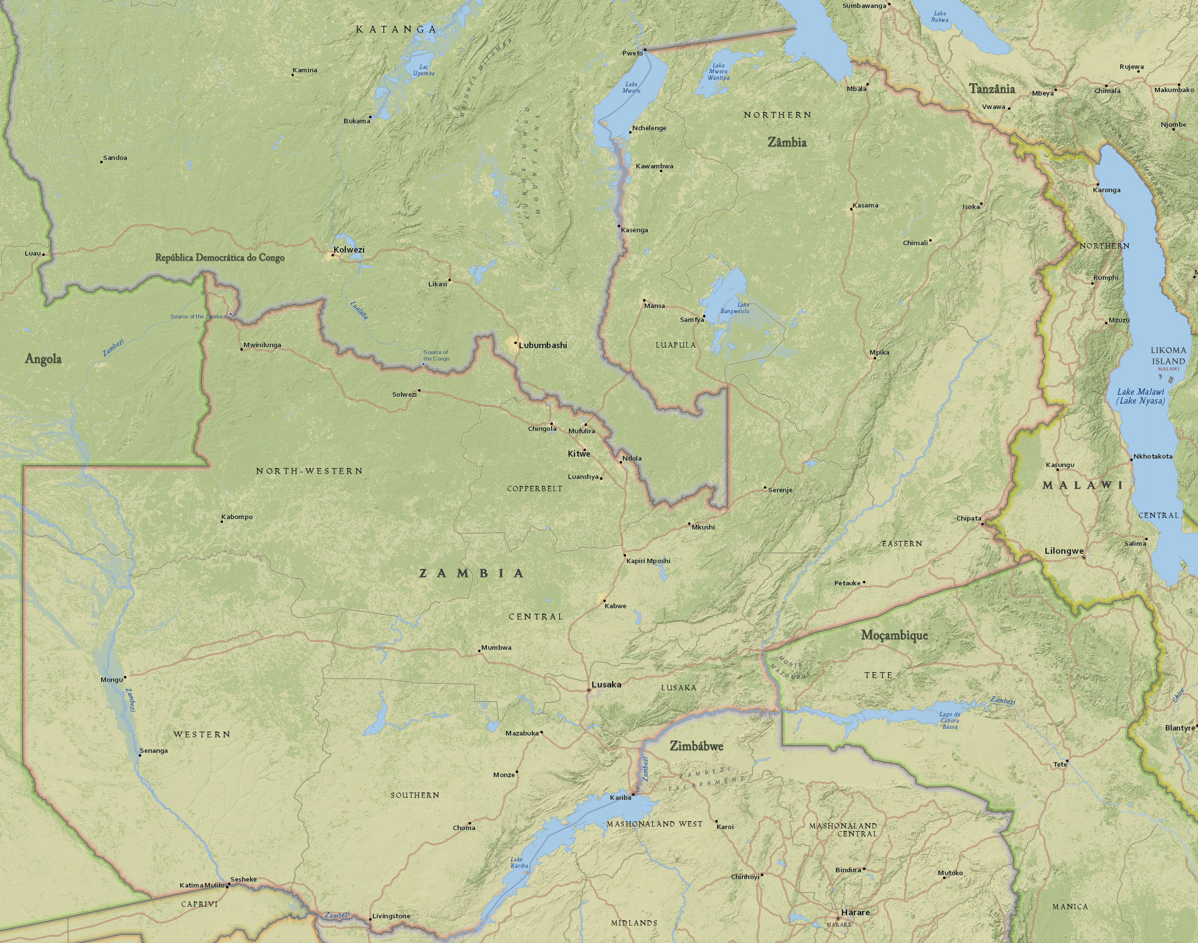 Mapa Zambia